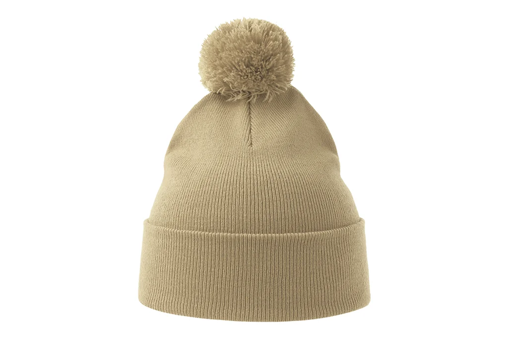 Hovedproduktbilde for Beige Atlantis Wind-S Pompom RPET Lue med Dusk