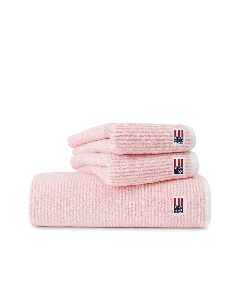 Hovedproduktbilde for Petunia Pink/White Lexington Original Striped Kjemmet Bomull Håndkle