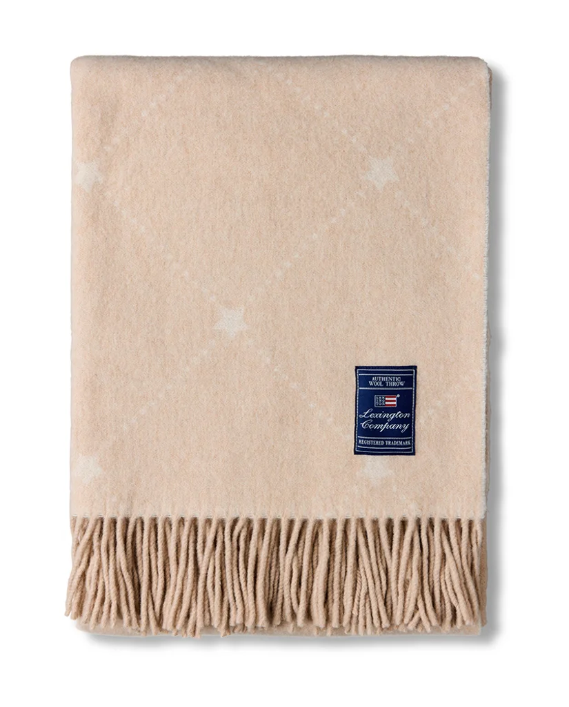 Hovedproduktbilde for Beige/White Lexington Icons Star Ull Pledd