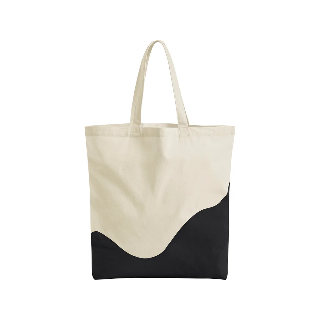 Hovedproduktbilde for Natural/Black Westford Mill Wave Print Maxi Tote Økologisk Bomull 18L