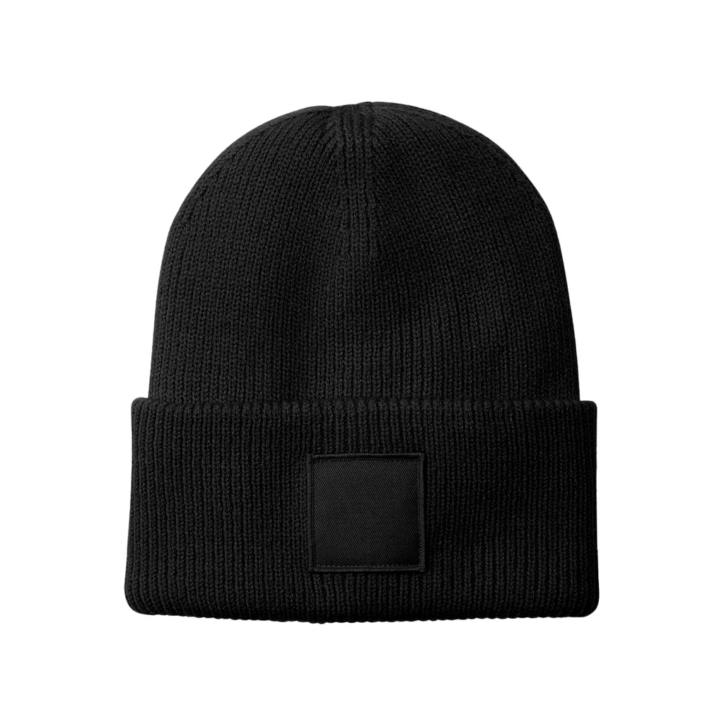 Hovedproduktbilde for Black Beechfield Deep Cuffed GRS Resirkulert Polyester Ribbestrikket Lue