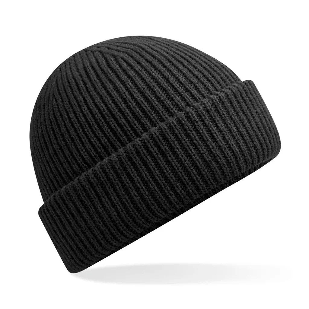Hovedproduktbilde for Black Beechfield Elements RPET Ribbestrikket Beanie