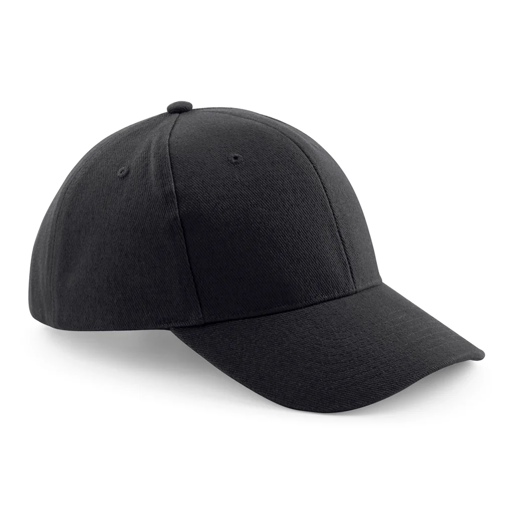 Hovedproduktbilde for Black Beechfield Børstet Bomull Pro-Style  Caps