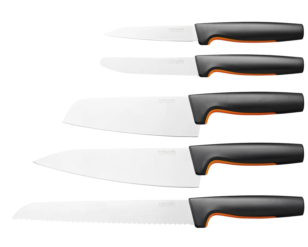 Hovedproduktbilde for Sort Fiskars Functional Form Rustfritt Stål Knivsett med 5 Kniver