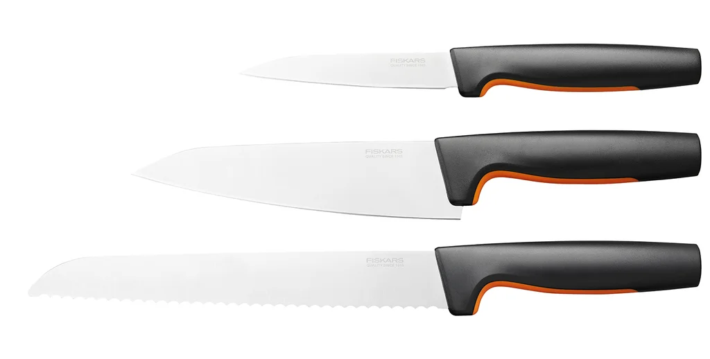 Hovedproduktbilde for Sort Fiskars Functional Form Rustfritt Stål Startsett med 3 Kniver