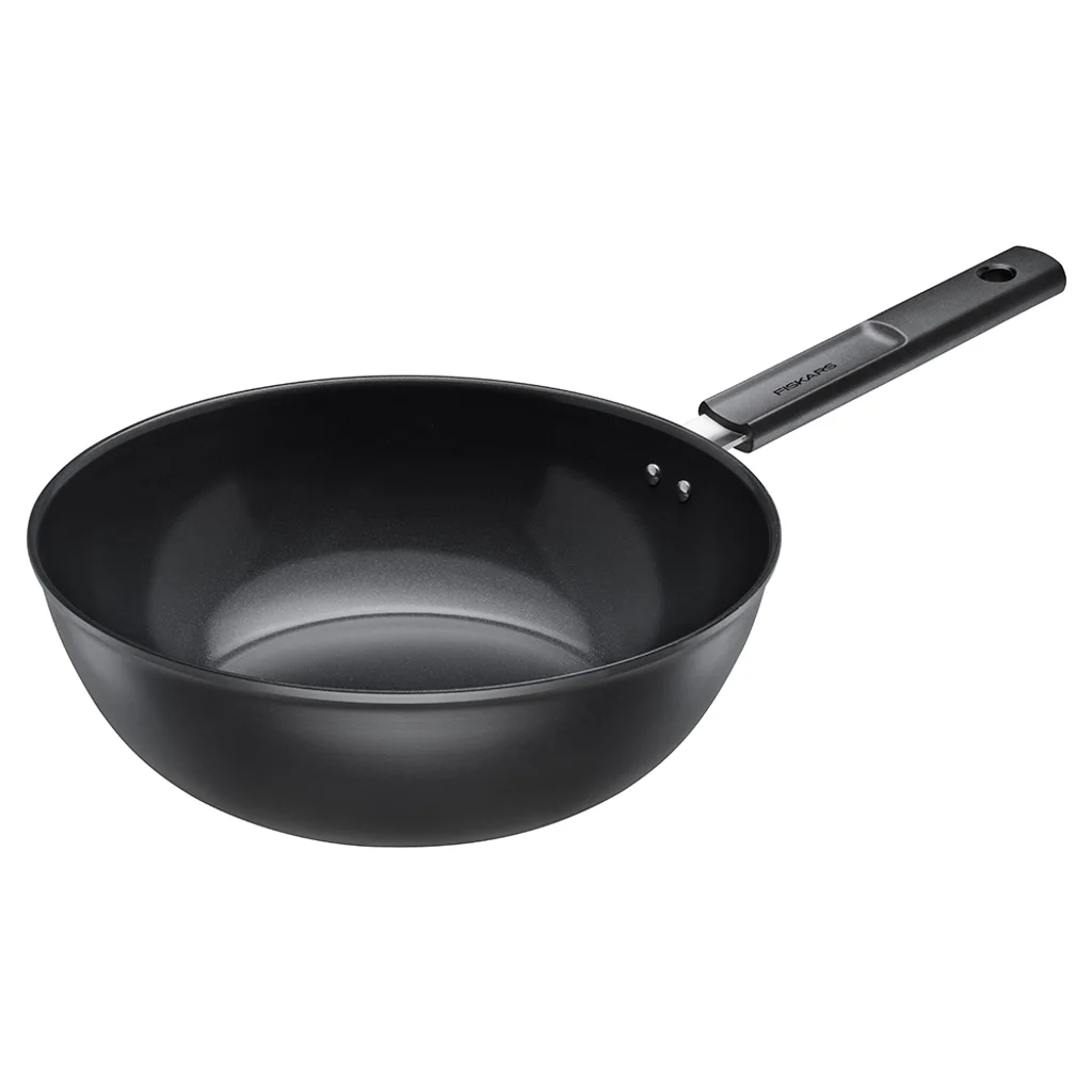 Hovedproduktbilde for Sort Fiskars Hard Face 28 cm Resirkulert Aluminium Non-stick Wok