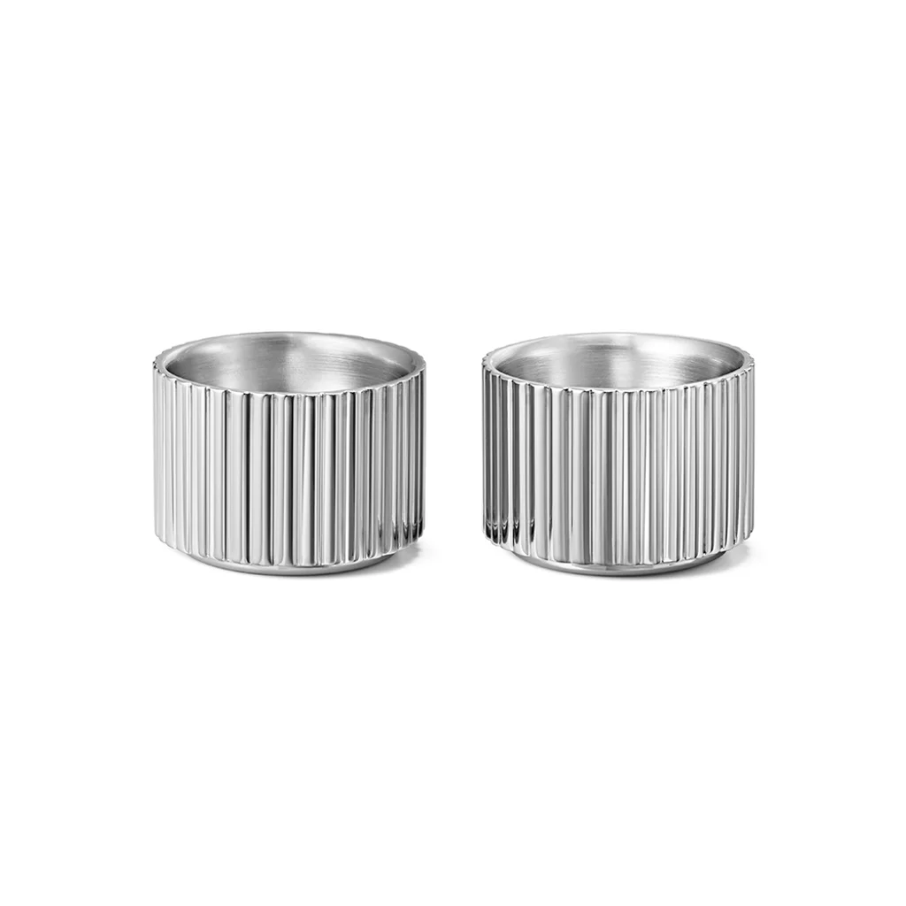 Hovedproduktbilde for Blankpolert Stål Georg Jensen Bernadotte 2 stk Eggeglass Sett