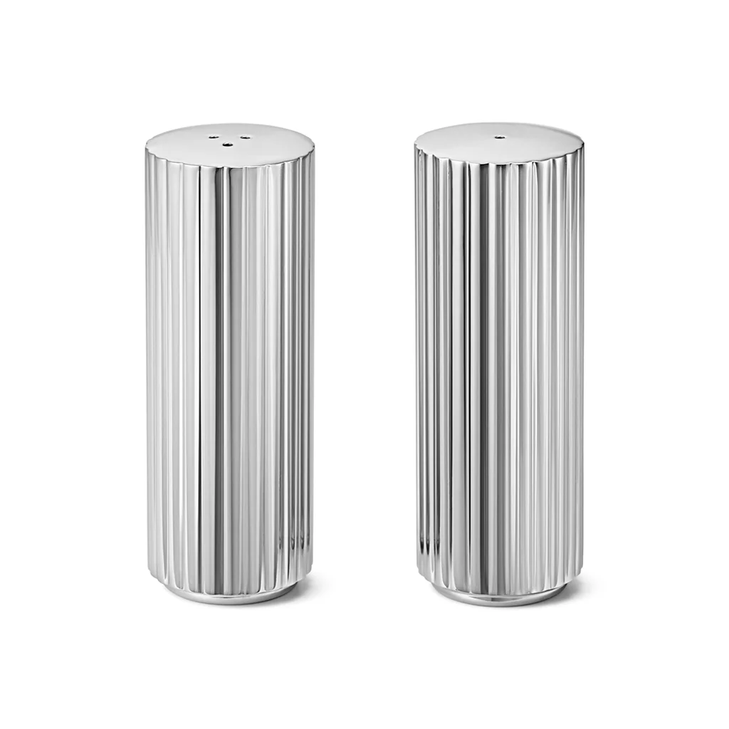 Hovedproduktbilde for Blankpolert Stål Georg Jensen Bernadotte Salt- og Pepper Sett