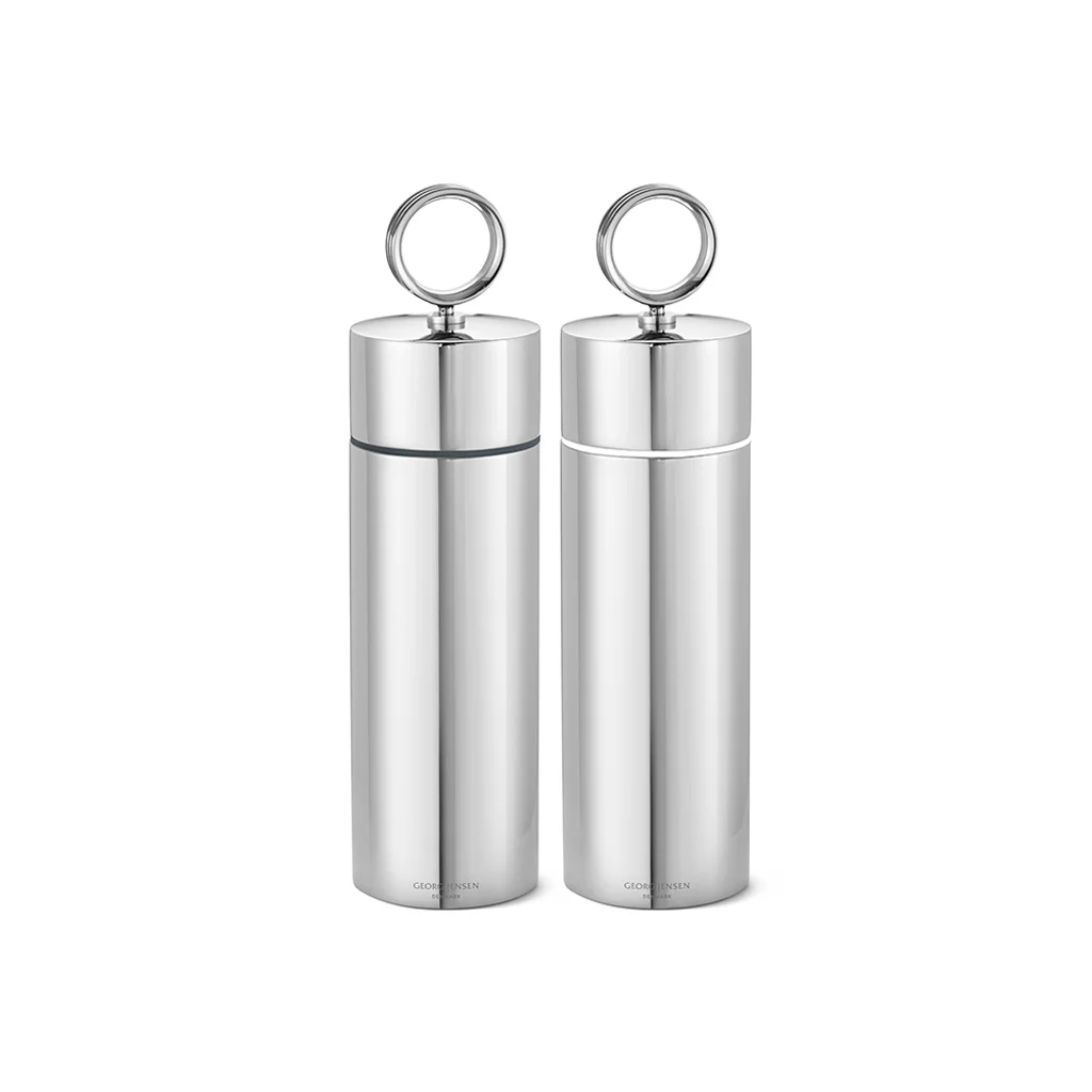 Hovedproduktbilde for Blankpolert Stål Georg Jensen Bernadotte Salt- og Pepper Sett