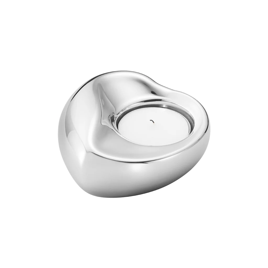 Hovedproduktbilde for Blankpolert Stål Georg Jensen Heart Telysholder