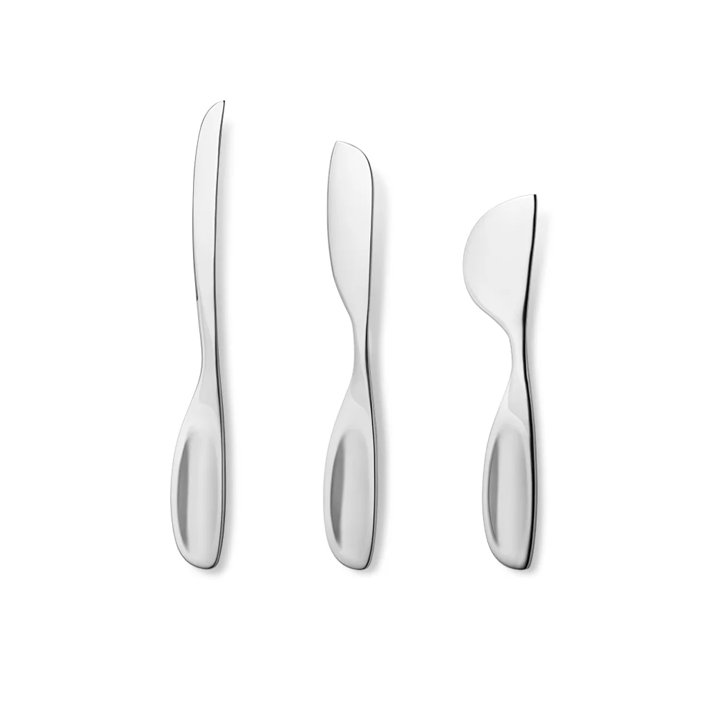 Hovedproduktbilde for Blankpolert Stål Georg Jensen Alfredo 3 stk Ostekniver