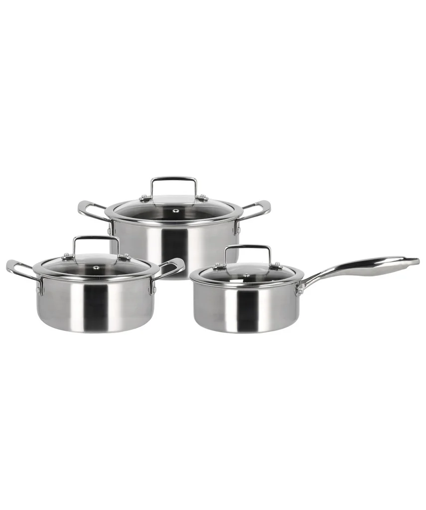 Hovedproduktbilde for Silver metallic HOLM Hybrid 3ply 6 deler Grytesett med Lokk