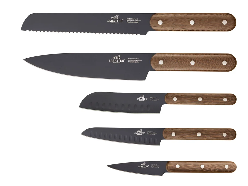 Hovedproduktbilde for Sort / Tre Lion Sabatier Phenix Walnut 5 deler Knivsett