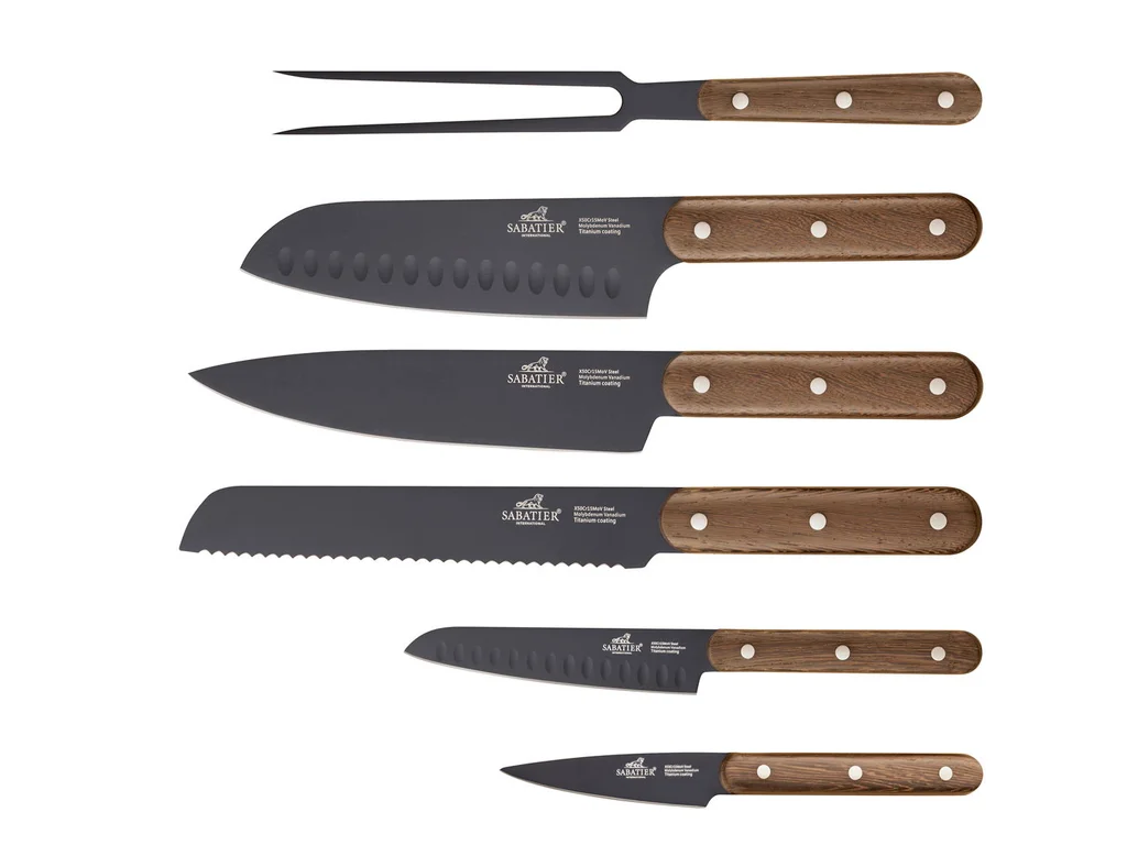 Hovedproduktbilde for Sort / Tre Lion Sabatier Phenix Walnut  6 deler Knivsett