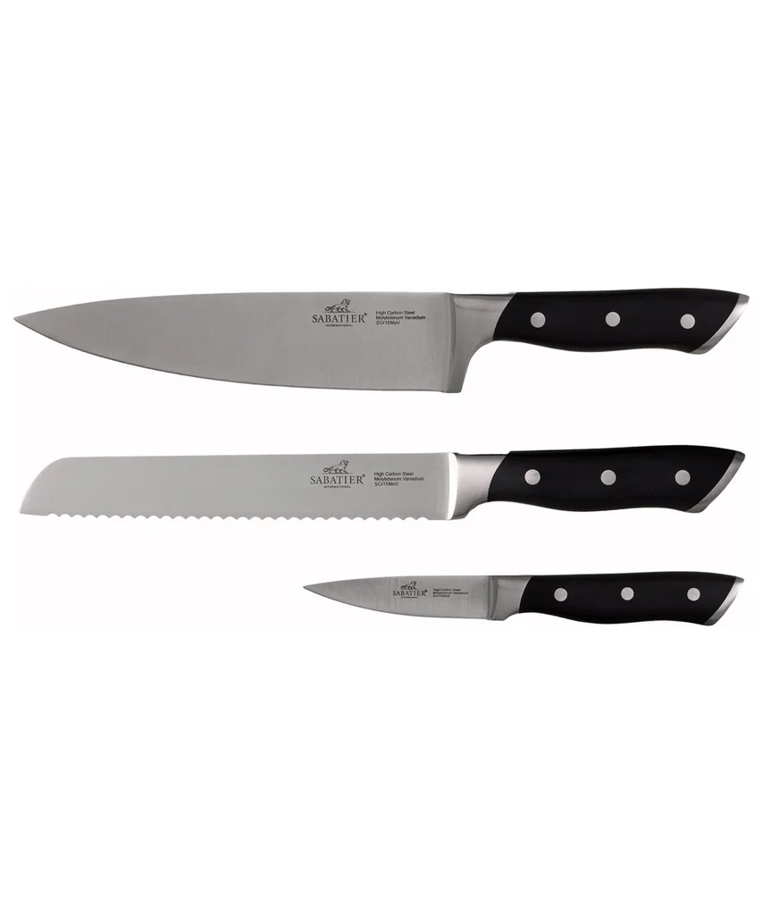 Hovedproduktbilde for Stål/Svart Lion Sabatier Hercules 3 deler Knivsett