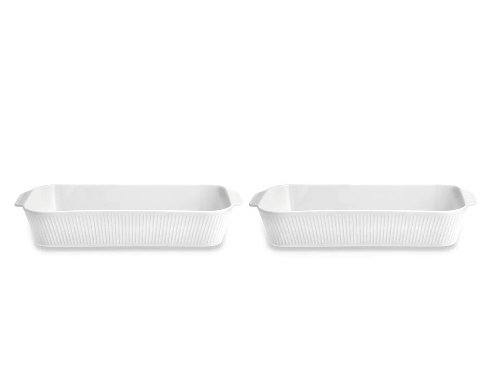 Hovedproduktbilde for Hvit Pillivuyt Plissé 4L Sett med 2 stk Ovnsfat