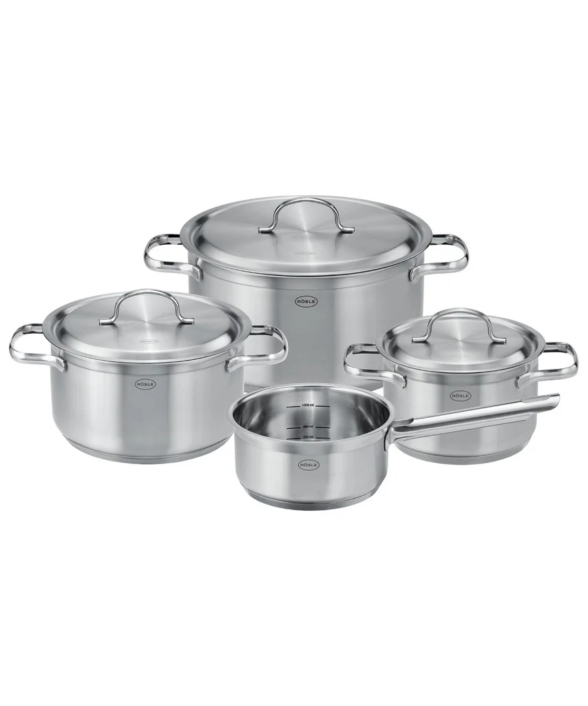 Hovedproduktbilde for Stål Rösle PureElements 7 deler Grytesett med Lokk Rustfritt Stål