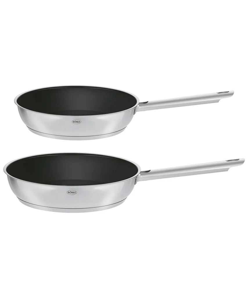 Hovedproduktbilde for Stål/Svart Rösle PureElements 20+28 cm Rustfritt Stål Non-stick Stekepannesett