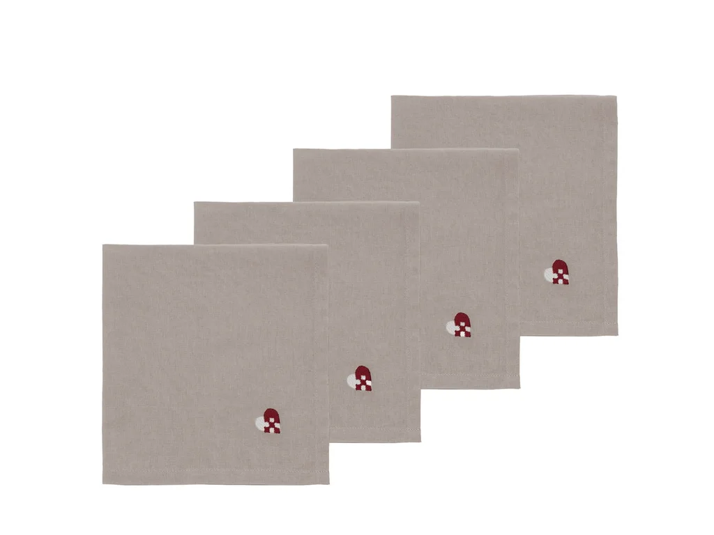 Hovedproduktbilde for Dark red Södahl Christmas Hearts 4 stk Broderte Tøyservietter