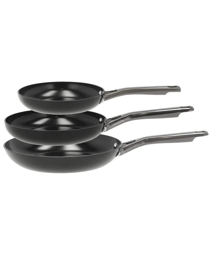 Hovedproduktbilde for Svart Pillivuyt Gourmet Blavet 3 deler Stekepannesett Resirkulert Aluminium Keramisk Belegg