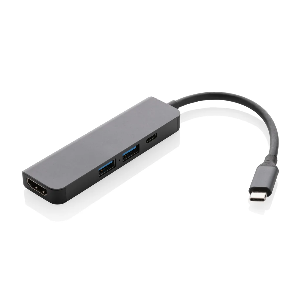 Hovedproduktbilde for Grå XD Xclusive Terra RCS Resirkulert Aluminium USB Hub med HDMI-inngang