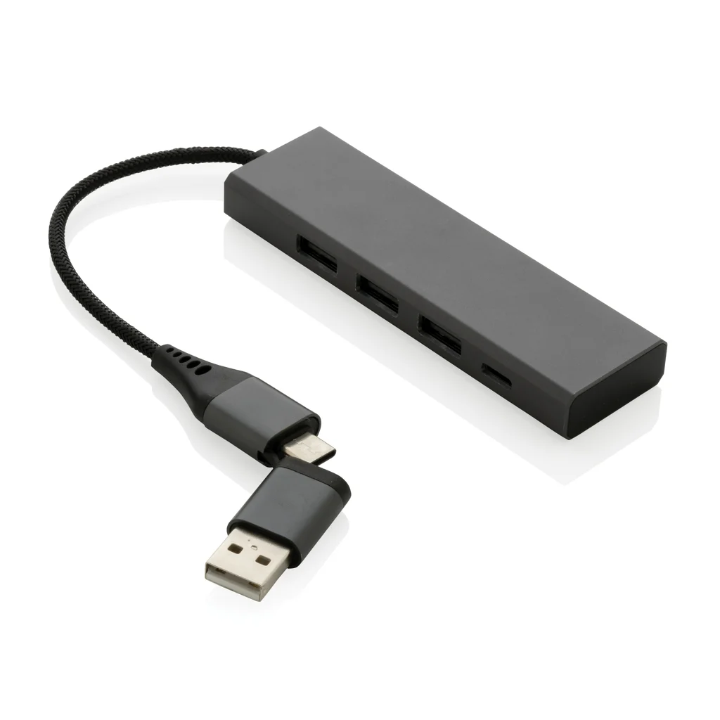 Hovedproduktbilde for Grå XD Xclusive Terra RCS Resirkulert Aluminium USB Hub