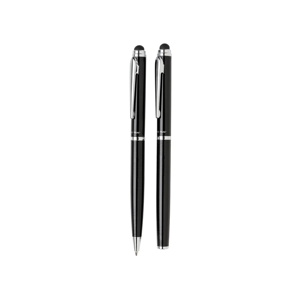 Hovedproduktbilde for Svart Swiss Peak Deluxe Blått Blekk Pennesett