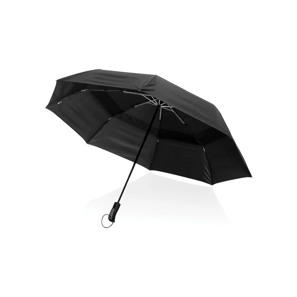 Hovedproduktbilde for Svart Swiss Peak Tornado AWARE 190T RPET 27" Stormsikker Automatisk Sammenleggbar Paraply