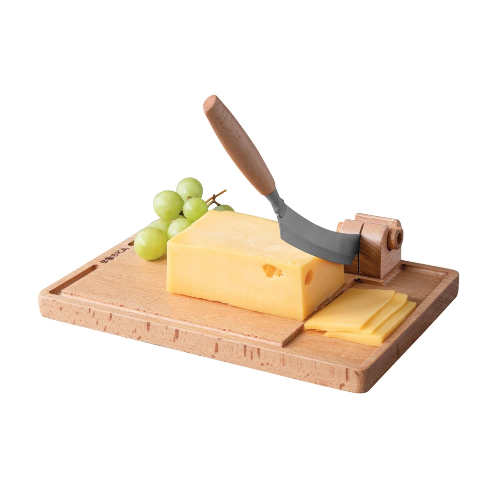 Hovedproduktbilde for Brun Boska Lumberjack Amigo Bøketre og Rustfritt Stål Osteskjærer med Brett