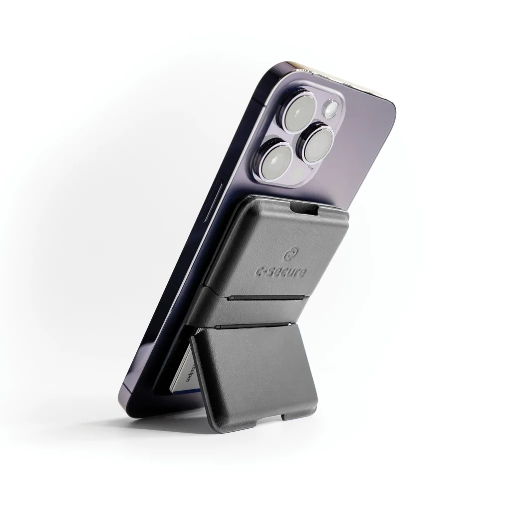 Hovedproduktbilde for Svart C-Secure MagSafe Stativ og  Kortholder