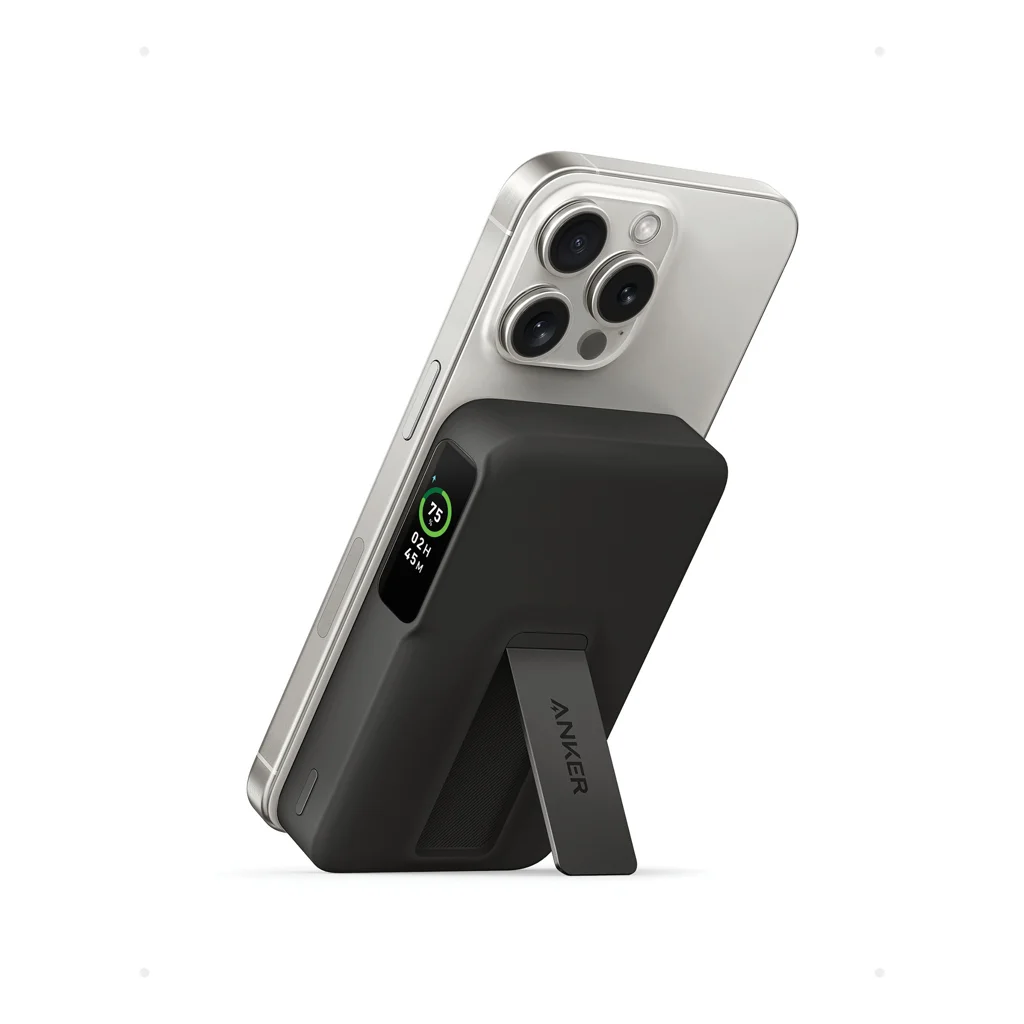 Hovedproduktbilde for Svart Anker MagGo QI2 10.000 mAh Magnetisk Powerbank med Stativ
