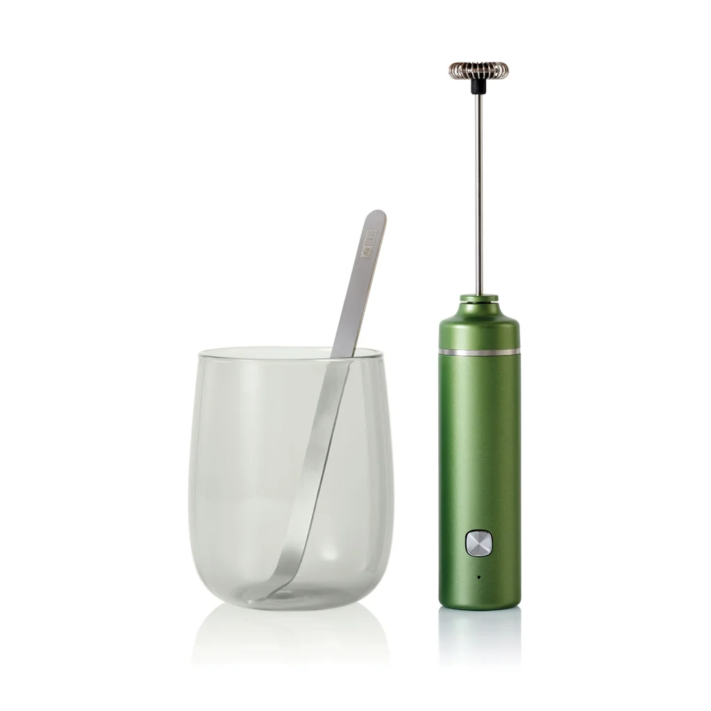 Hovedproduktbilde for Grønn Chado Matcha-sett med Melkeskummer og Glass