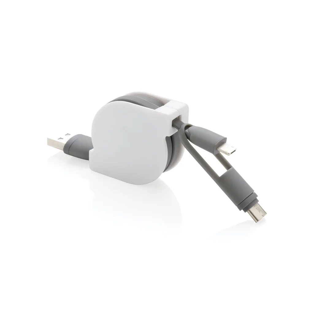 Hovedproduktbilde for Grå XD Collection 3-i-1 Uttrekkbar Ladekabel