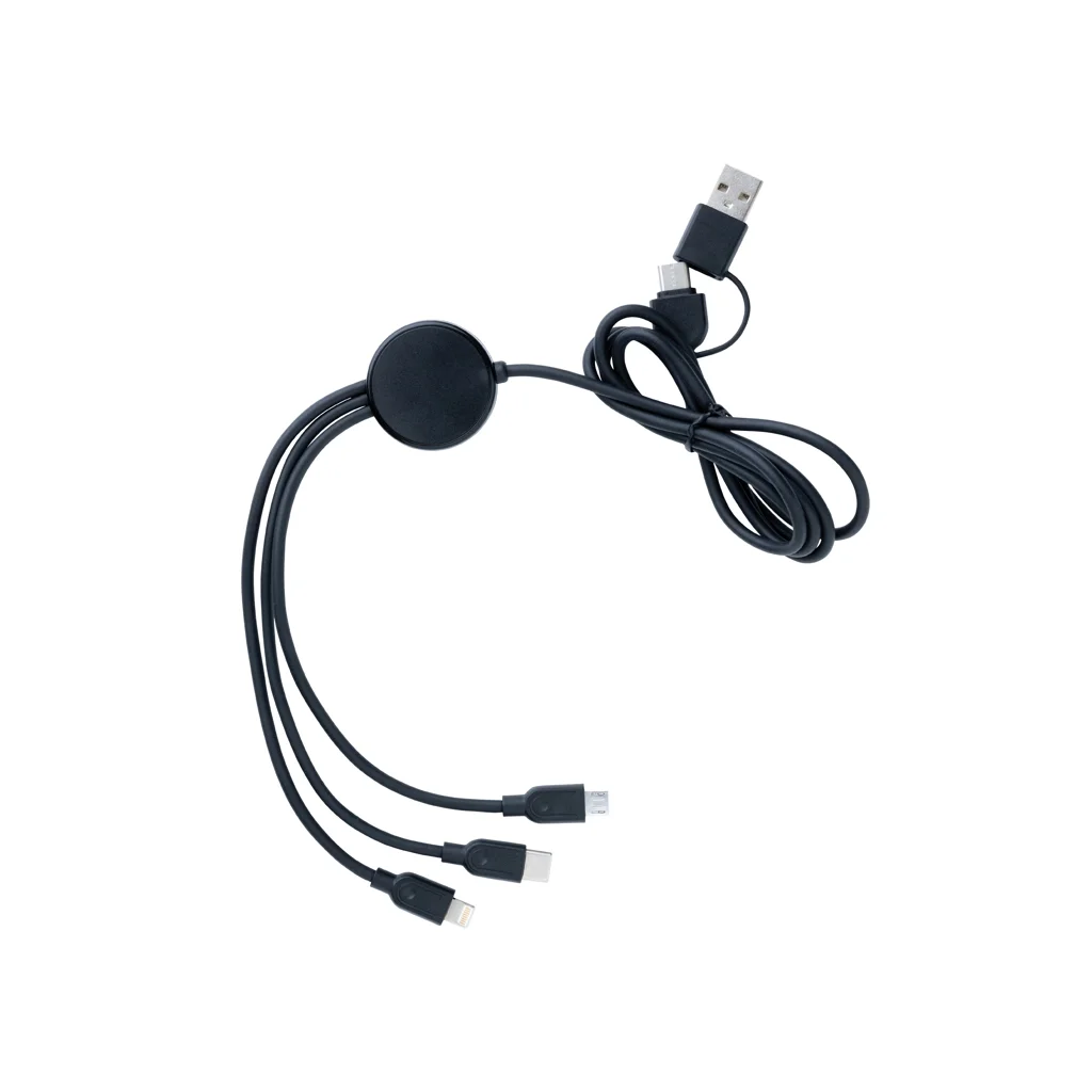 Hovedproduktbilde for Svart XD Collection RCS Resirkulert TPE og Plast 6-i-1 Ladekabel