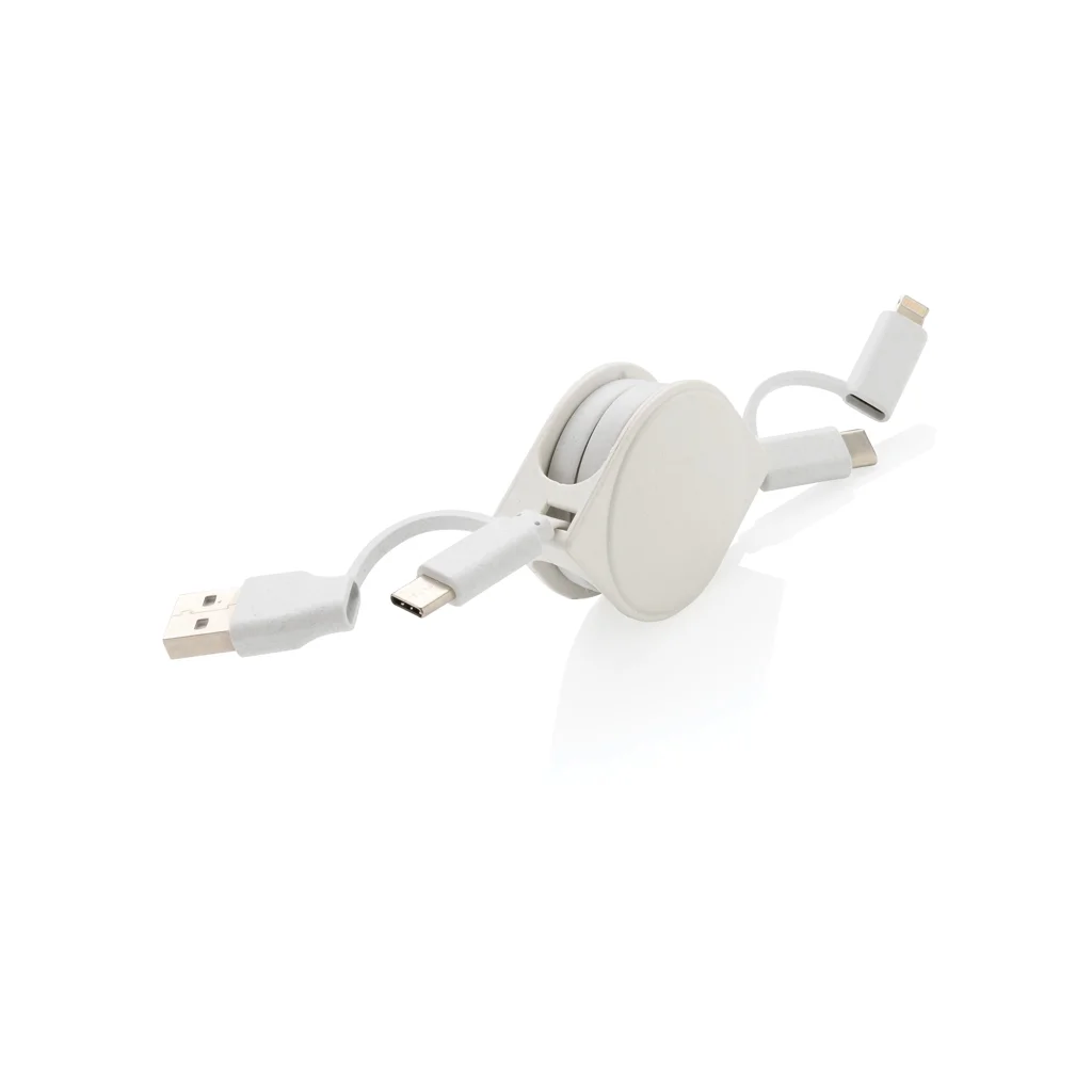 Hovedproduktbilde for Hvit XD Collection RCS Resirkulert Plast og TPE Uttrekkbar 6-i-1 Ladekabel