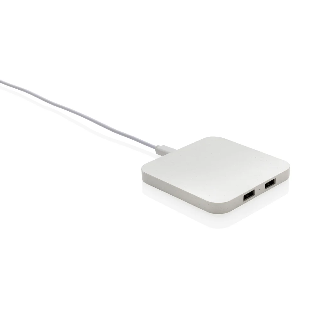 Hovedproduktbilde for Hvit XD Collection RCS Resirkulert Plast USB Hub og 10W Ladeplate