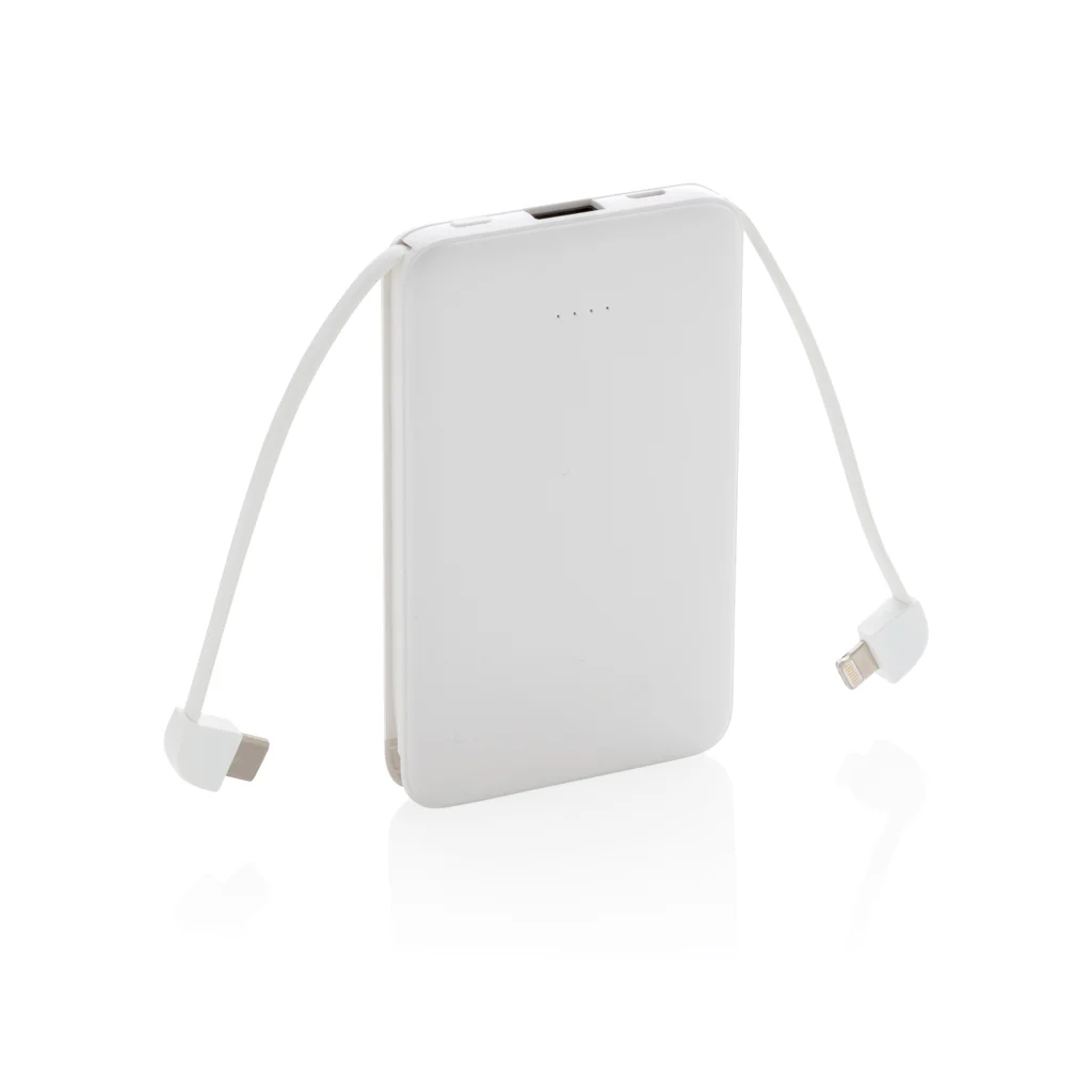 Hovedproduktbilde for Hvit XD Collection 5000 mAh Integrerte Kabler Powerbank
