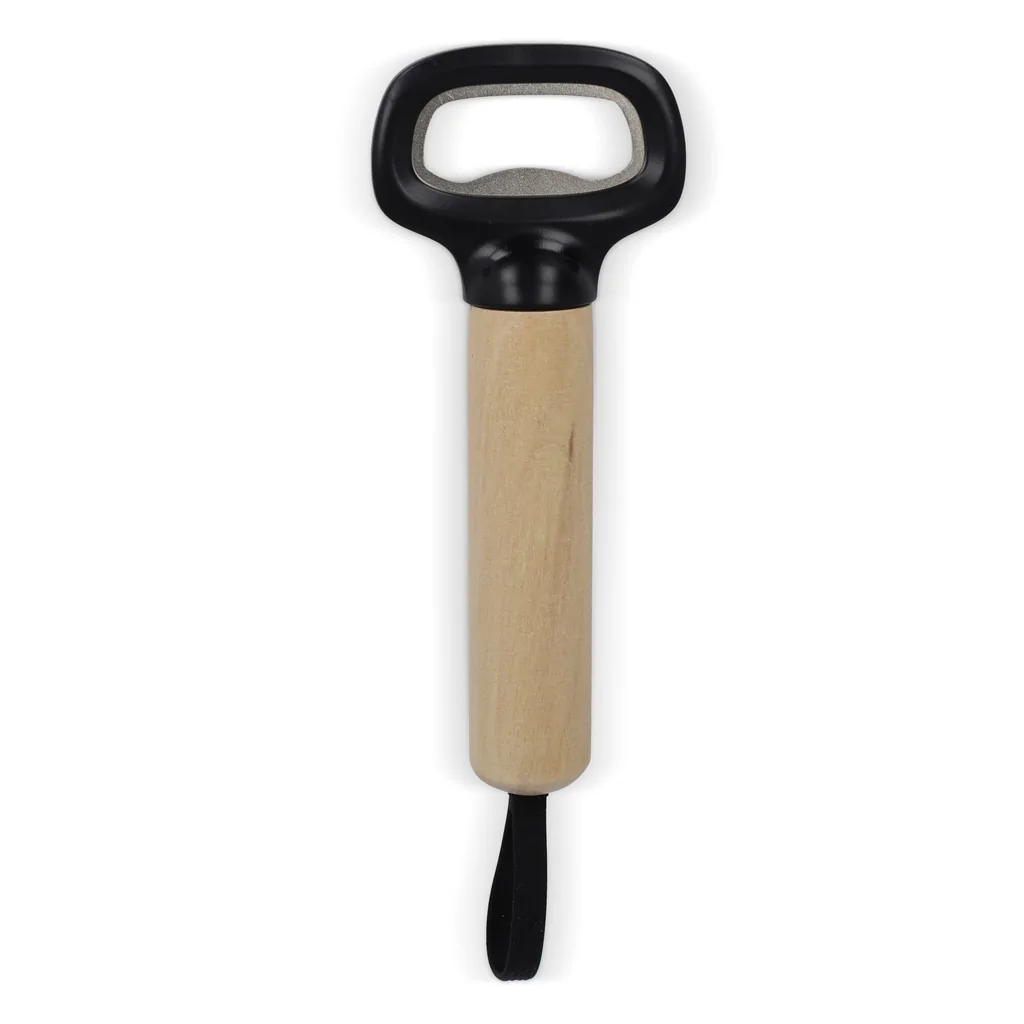 Hovedproduktbilde for Black Flaskeåpner med trehåndtak og stropp