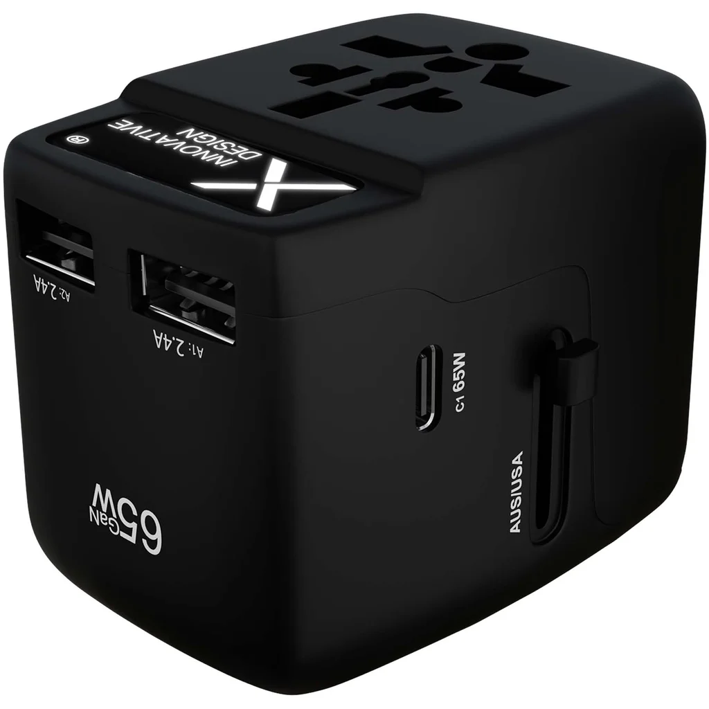 Hovedproduktbilde for Solid svart SCX.design SCX.design T19 GaN + PD Universal Reiseadapter