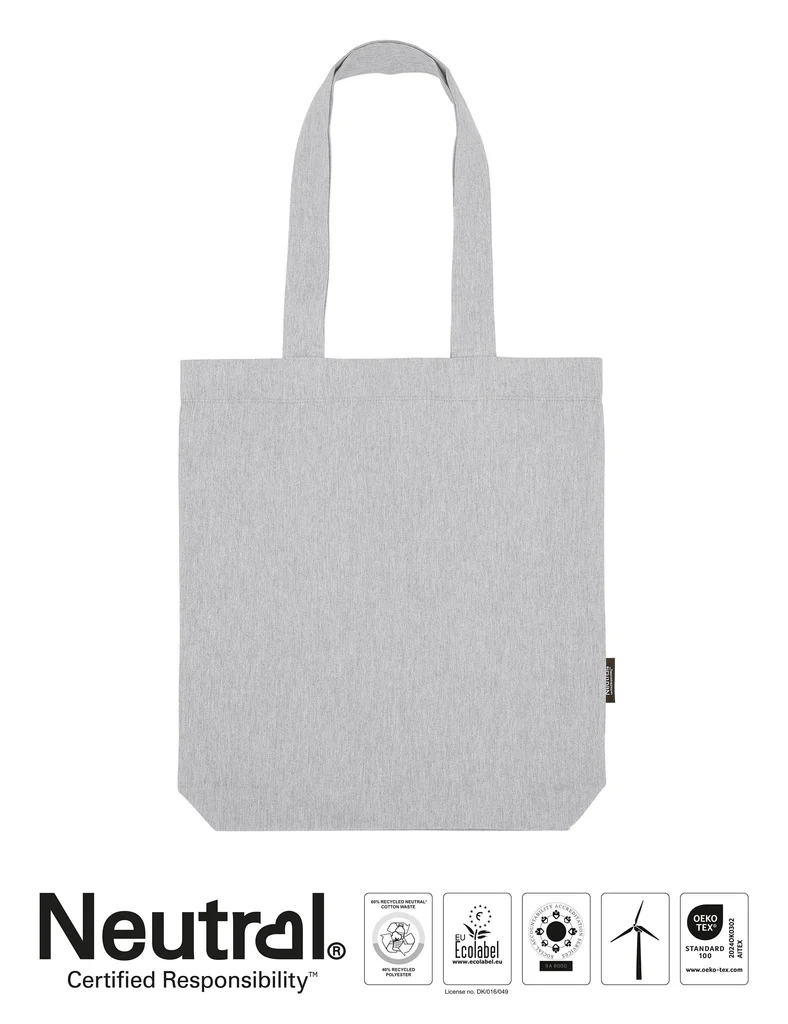 Hovedproduktbilde for Grå Melange Neutral Twill Resirkulert Bomull og Polyester Handlenett