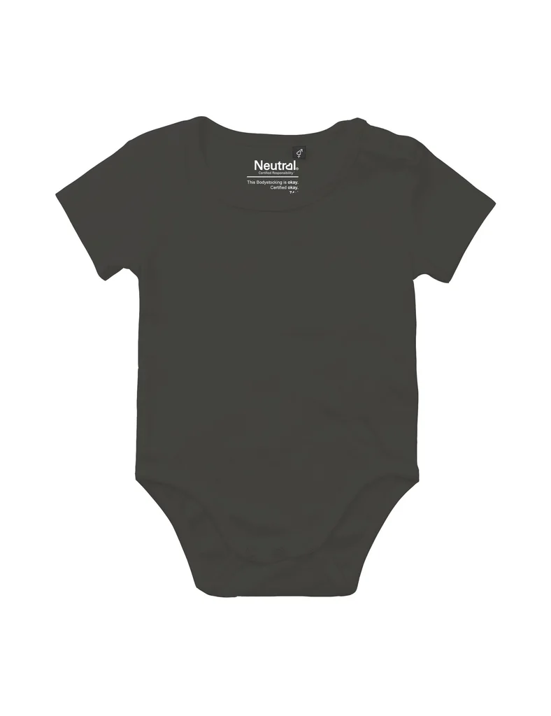 Hovedproduktbilde for Charcoal Neutral Babybody med Korte Ermer