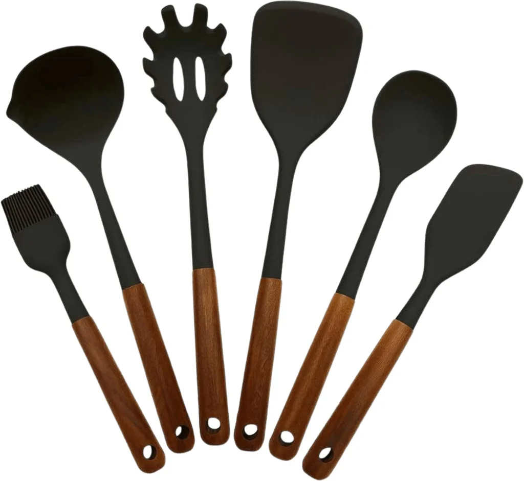 Hovedproduktbilde for 58-267-5740007827990 Gladkokken Premium Silikon og Tre 6pk Kjøkkenredskaper