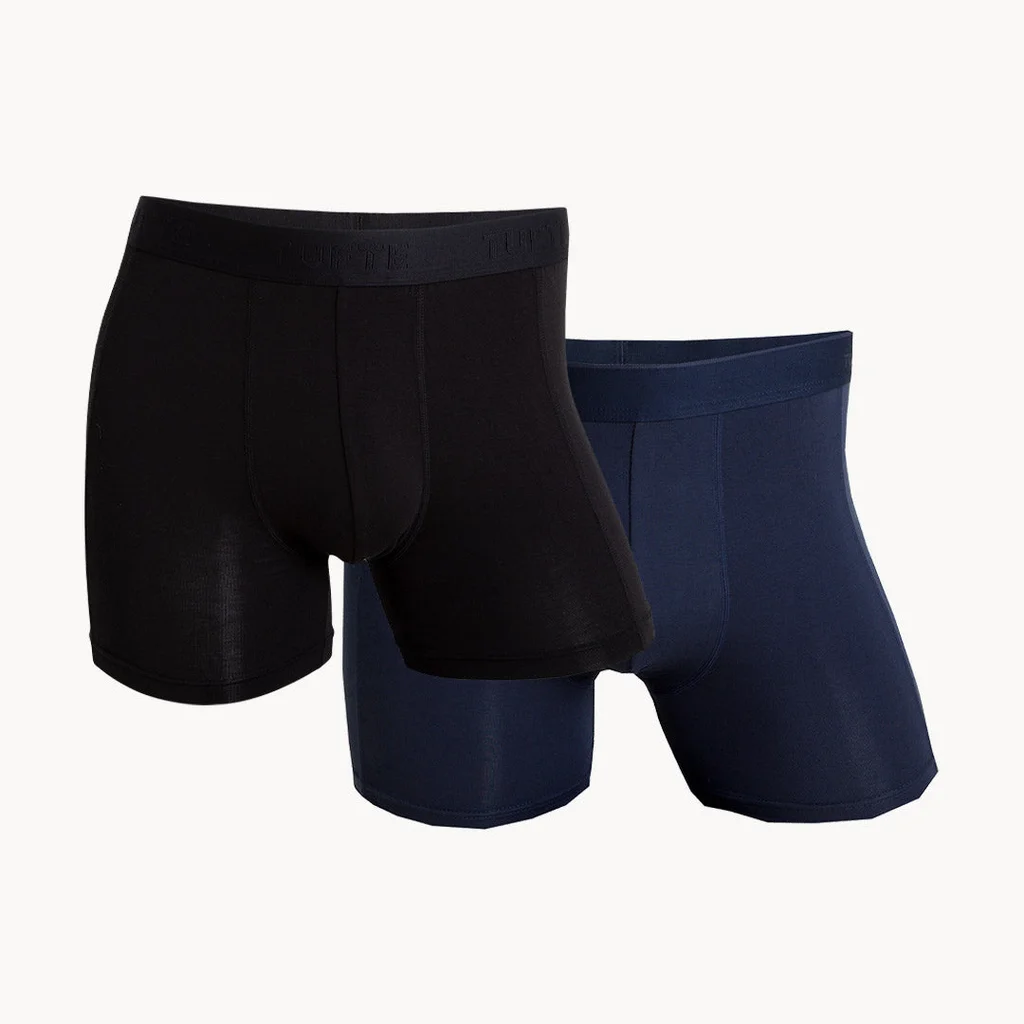 Hovedproduktbilde for Black Beauty / Navy Tufte Wear SoftBoost Bambus Boxershorts 2-pk Gaveeske