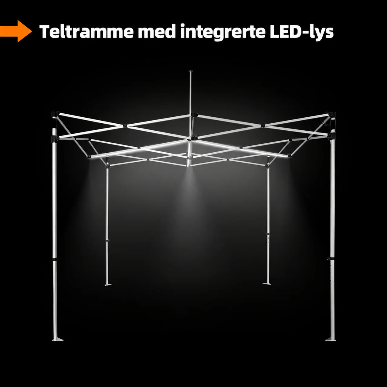 Hovedproduktbilde for 1-135-npl1073 Teltramme 3x3 meter HEX 40 med LED-lys