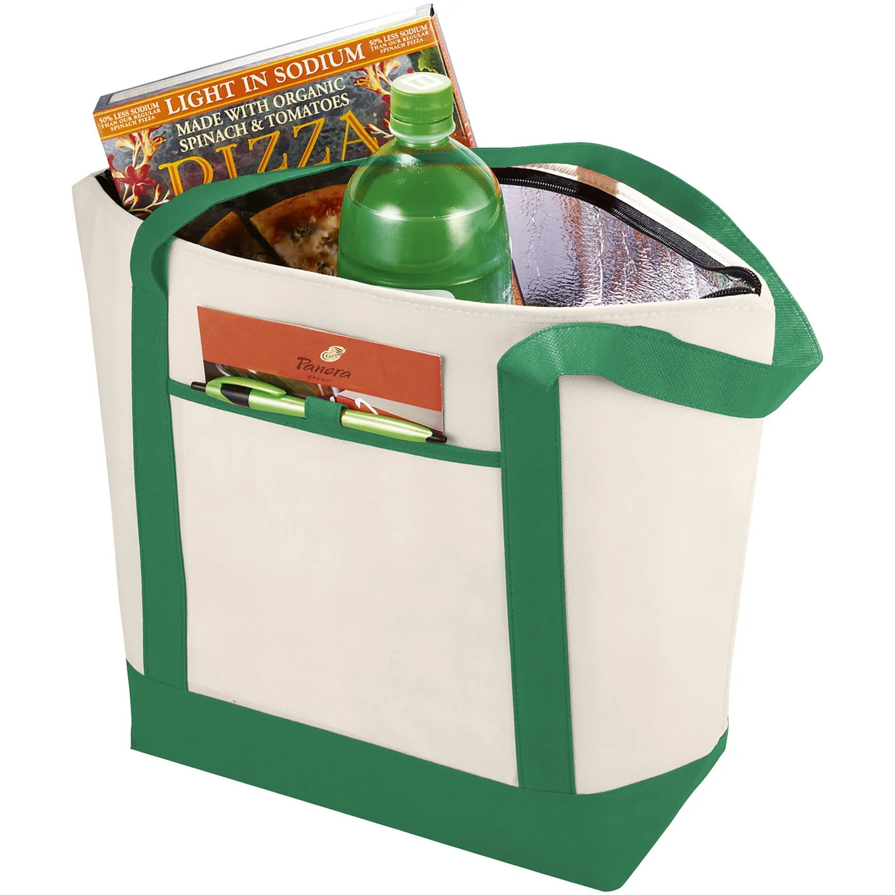 Hovedproduktbilde for Natur/Grønn Lighthouse 80 g/m2 Non Woven 21L Kjølebag Shoppingbag