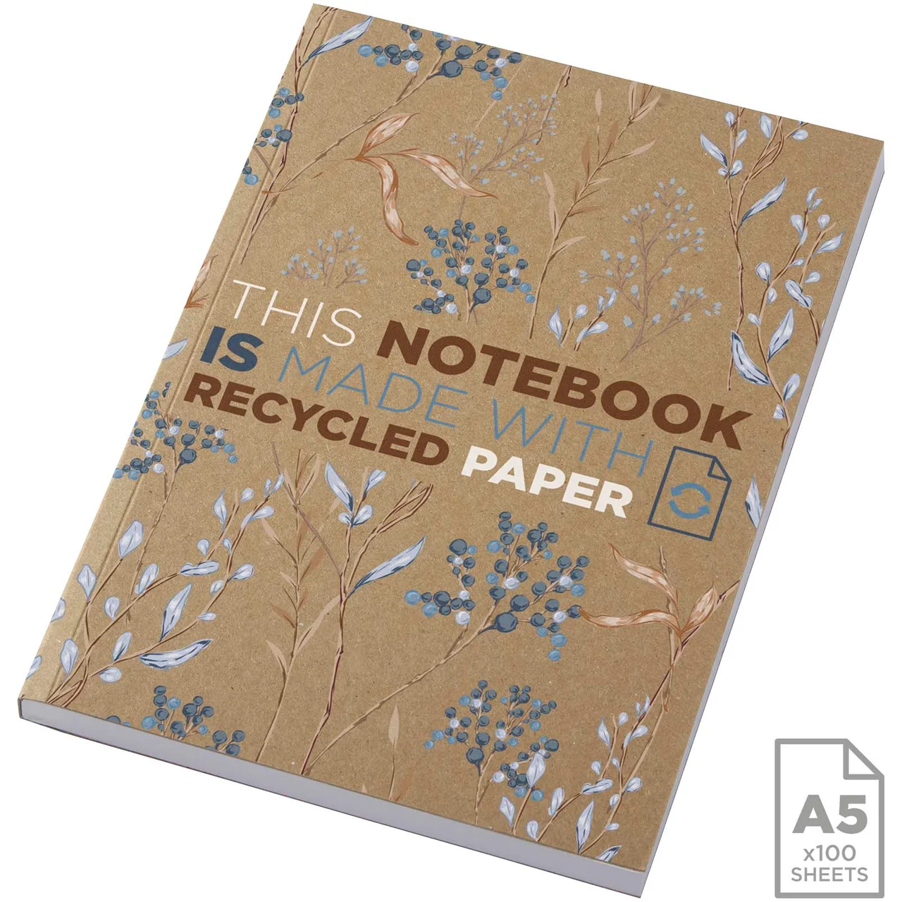 Hovedproduktbilde for Naturhvit Novella Austen A5  Resirkulert Kraftpapir Notatbokk med Mykt Omslag