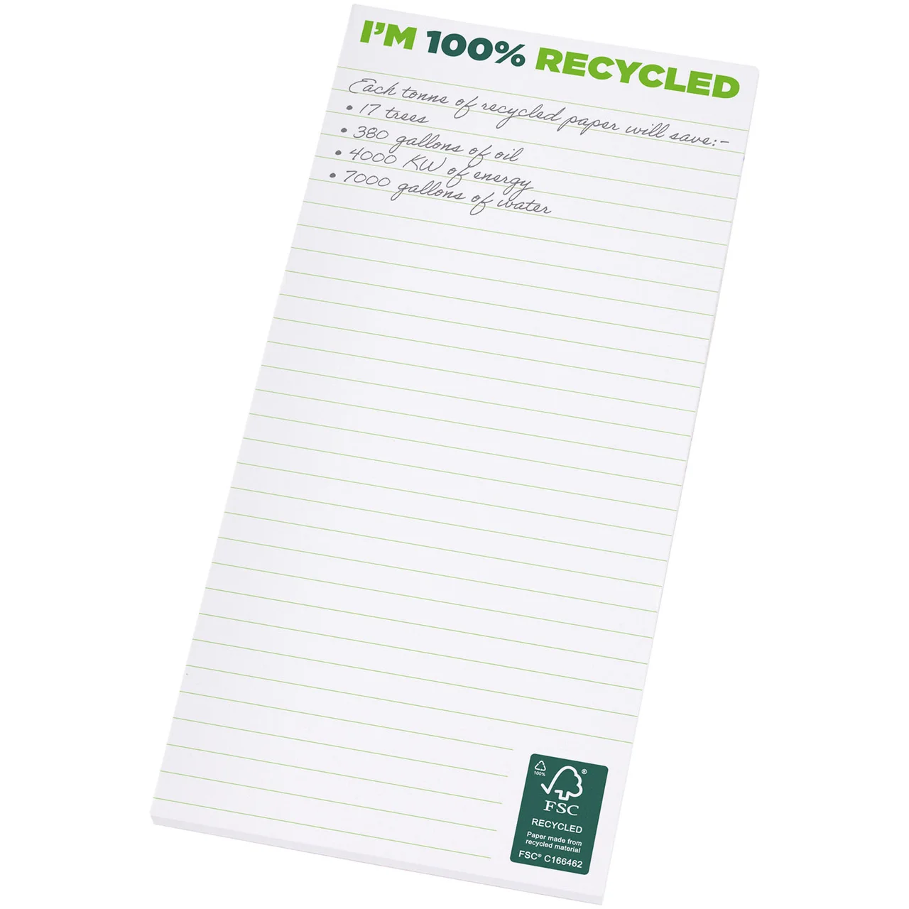 Hovedproduktbilde for Hvit Desk-Mate® Resirkulert 1/3 A4 Notatblokk