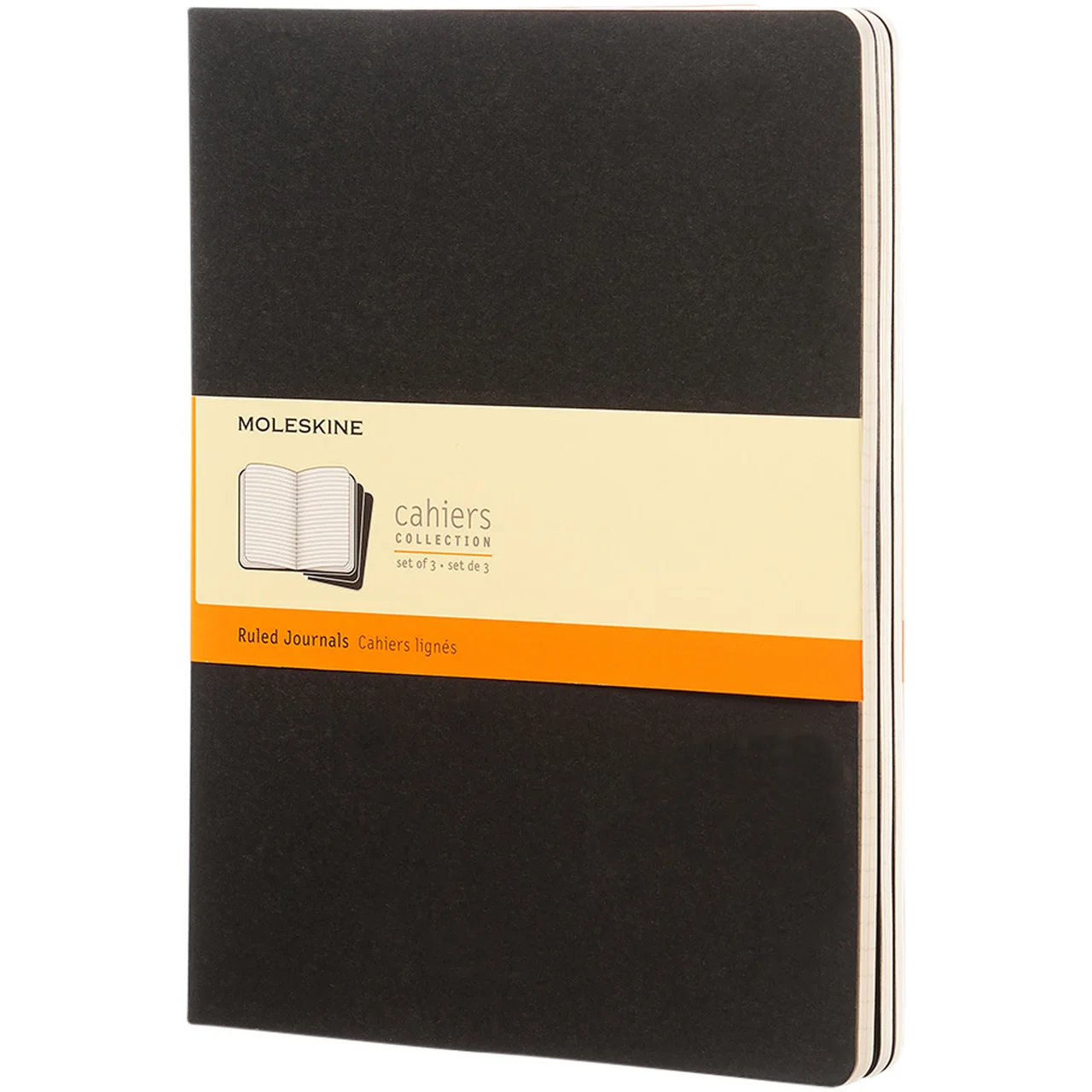 Hovedproduktbilde for Solid svart Moleskine Cahier Journal XL Linjert Notatbok