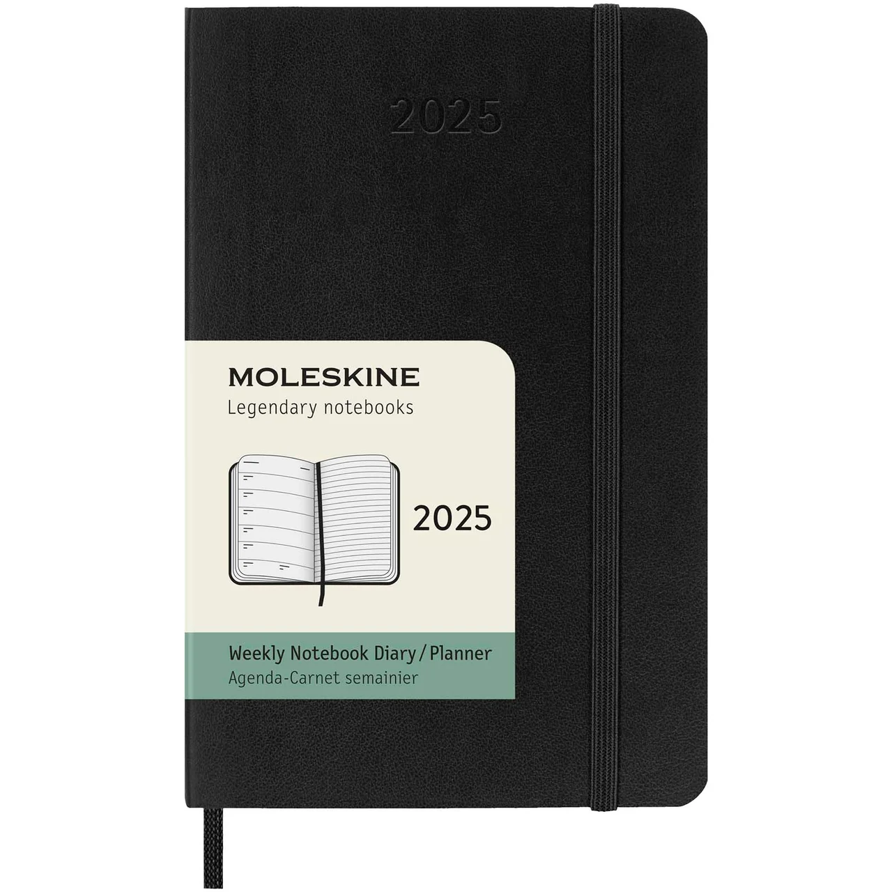Hovedproduktbilde for Solid svart Moleskine 12M Kalender Lommeformat med Ukesoversikt med Mykt Omslag