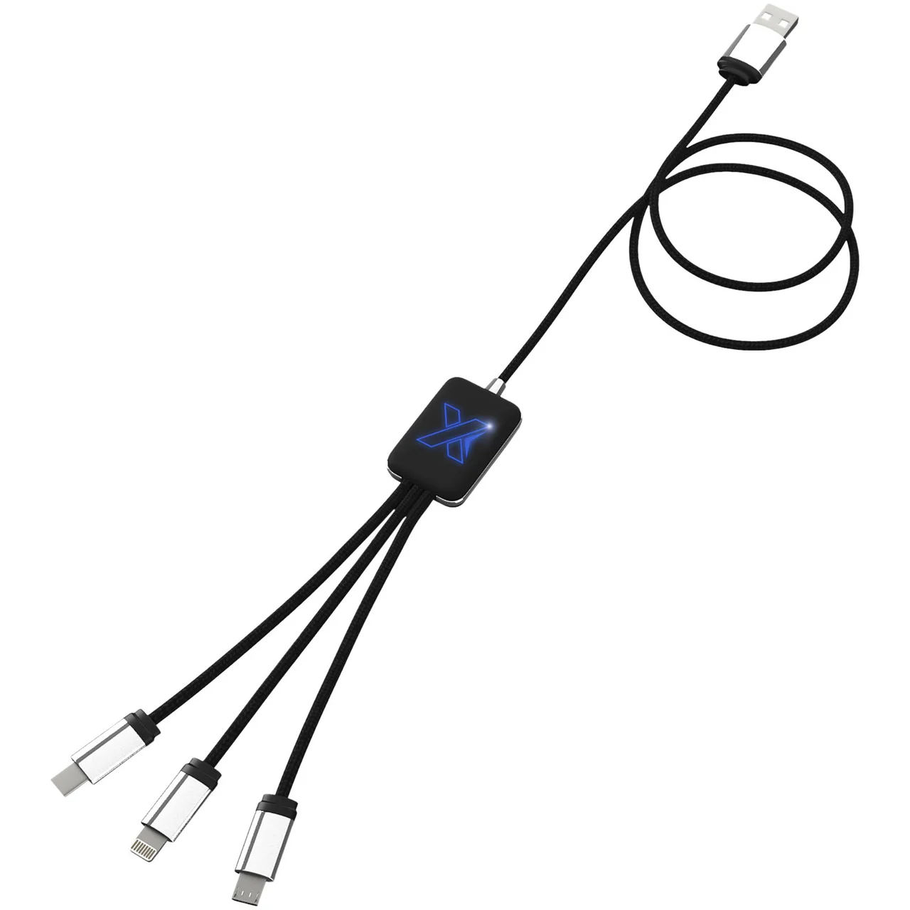 Hovedproduktbilde for Blå/Solid svart SCX.design C17 Lysende Logo Ladekabel